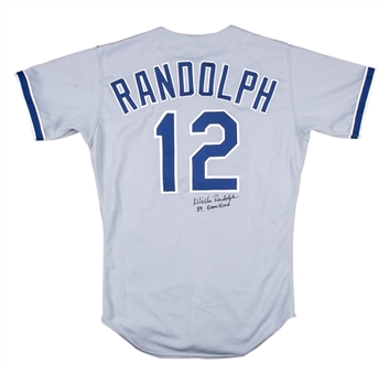 1989 Willie Randolph Game Used and Signed Los Angeles Dodgers Road Jersey (Randolph LOA)